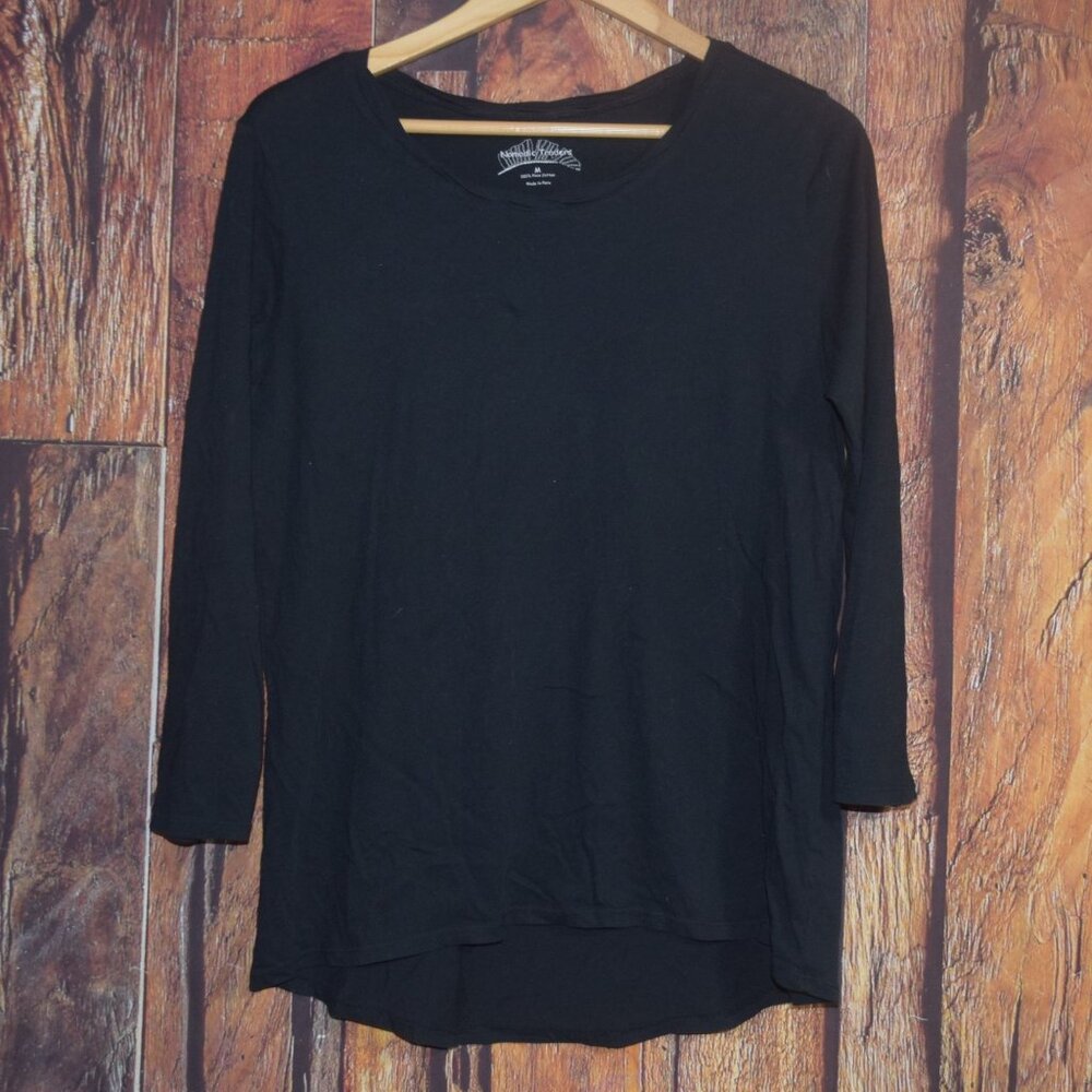 NOMADIC TRADERS Women's M Black 3/4 Sleeve Lightweight T-Shirt Blouse